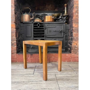 Mid Century Mahogany Side Table With Woven Rattan Top, 1950's Side Table, Vintage Rattan Table