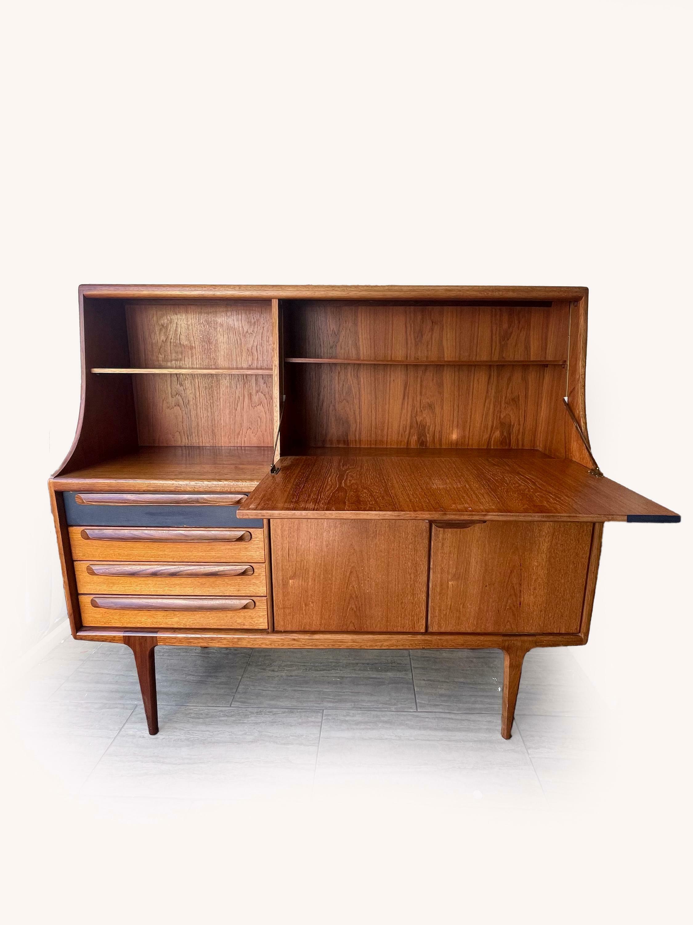 Mid Century Teak High Sideboard By John Herbert For A. Younger Ltd, 1960s, Sorage, Vintage Teak Kitchen/Dining Furniture