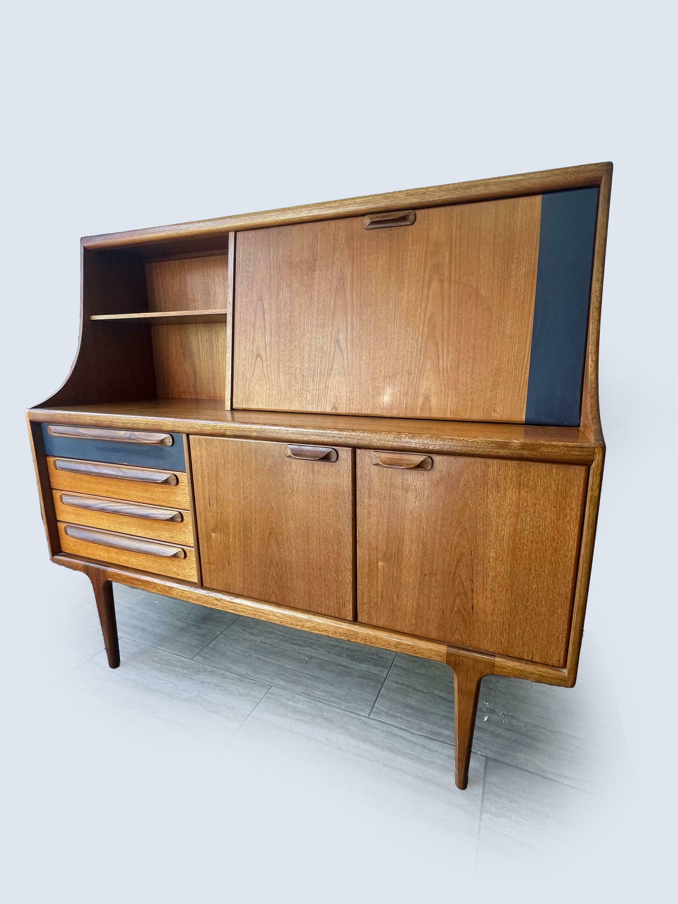 Mid Century Teak High Sideboard By John Herbert For A. Younger Ltd, 1960s, Sorage, Vintage Teak Kitchen/Dining Furniture