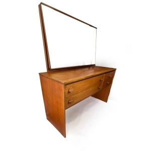 Mid Century Vintage Cantana Stag Teak Dressing Table And Mirror. Retro Table, 1970's Bedroom Furniture, Vanity Table, John & Sylvia Reid