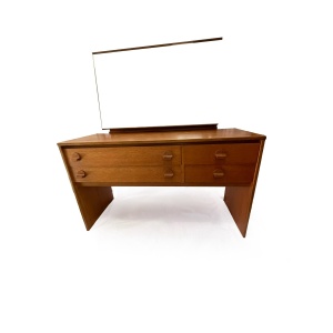 Mid Century Vintage Cantana Stag Teak Dressing Table And Mirror. Retro Table, 1970's Bedroom Furniture, Vanity Table, John & Sylvia Reid