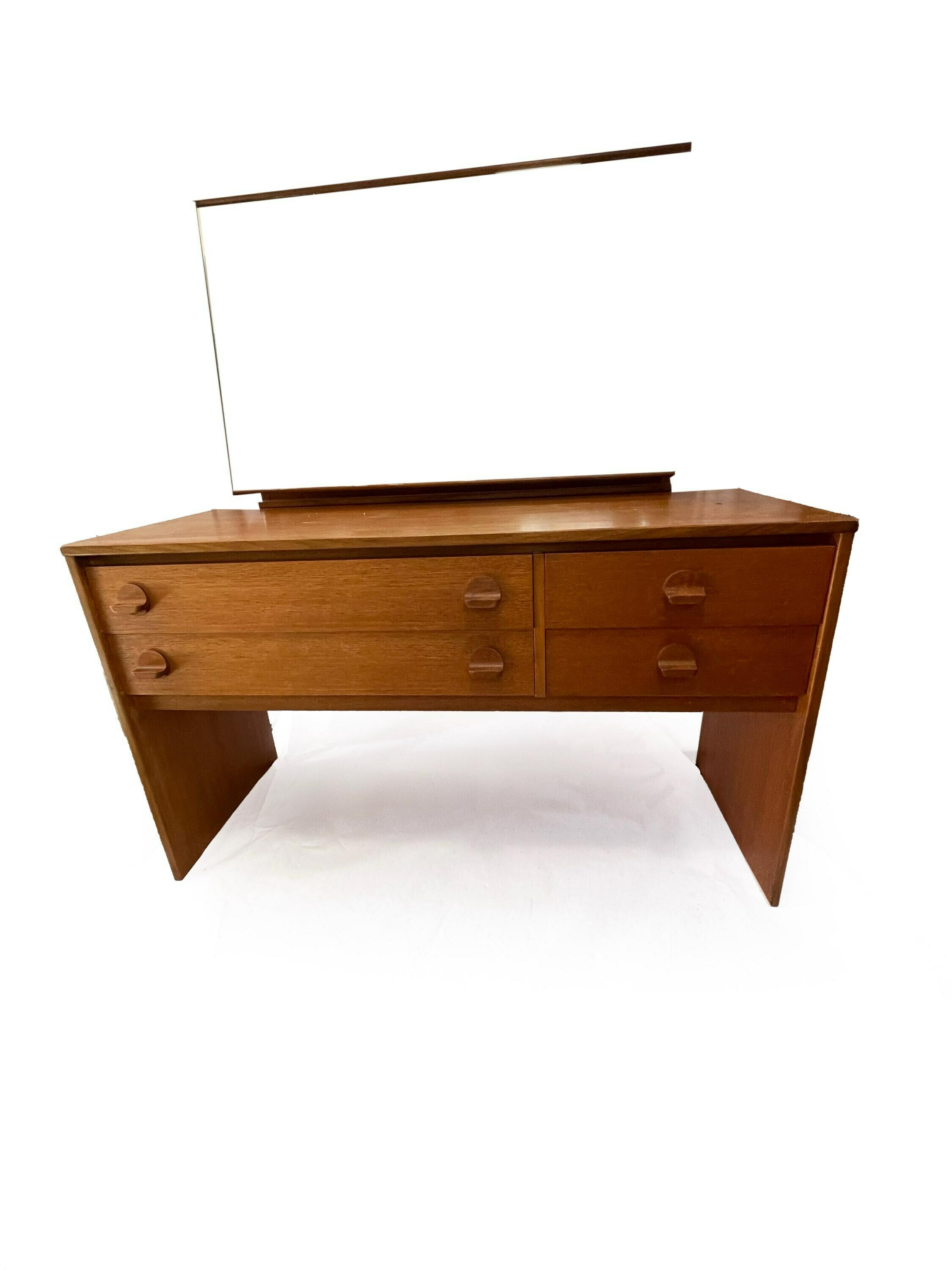 Mid Century Vintage Cantana Stag Teak Dressing Table And Mirror. Retro Table, 1970's Bedroom Furniture, Vanity Table, John & Sylvia Reid