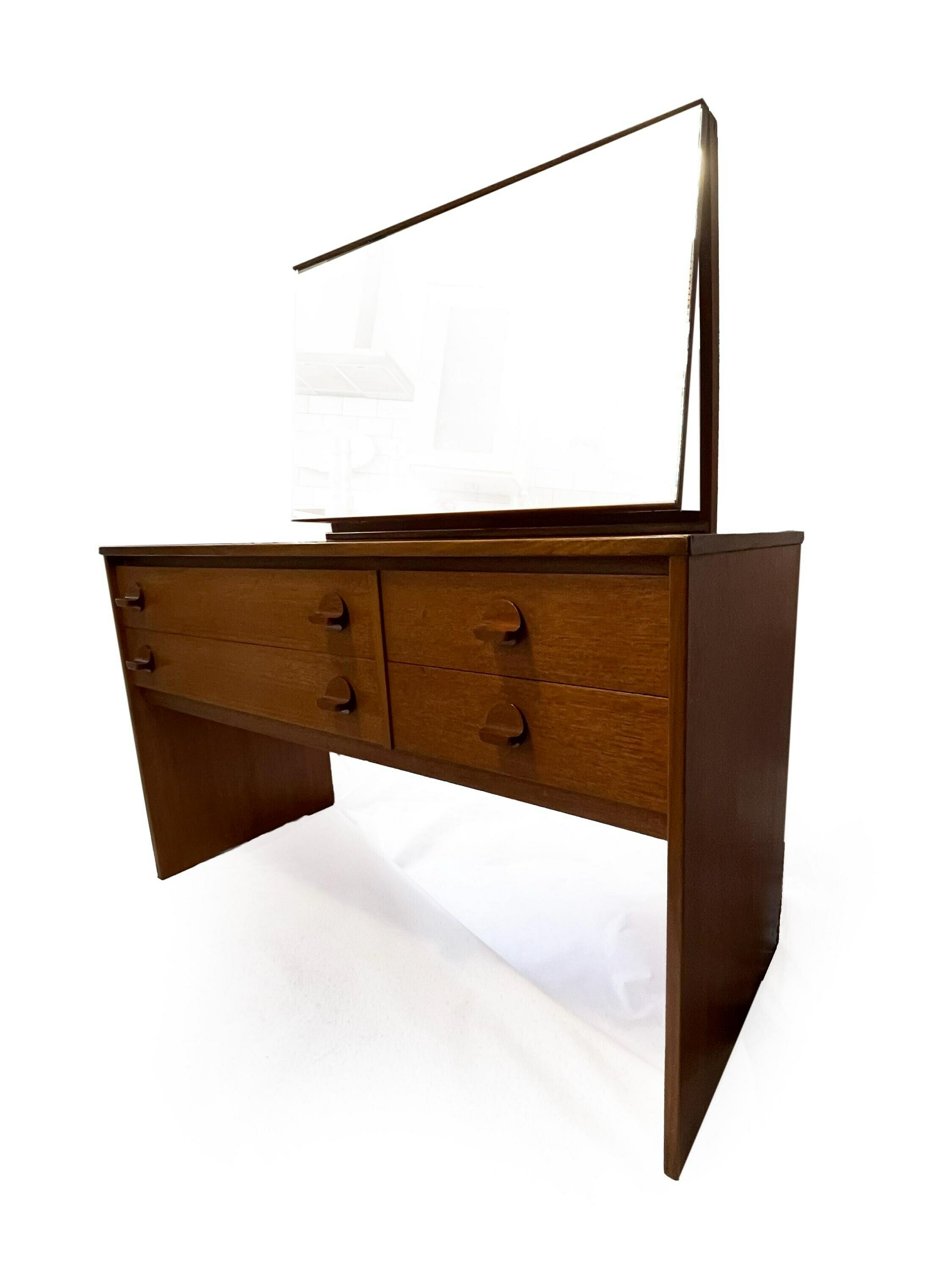Mid Century Vintage Cantana Stag Teak Dressing Table And Mirror. Retro Table, 1970's Bedroom Furniture, Vanity Table, John & Sylvia Reid