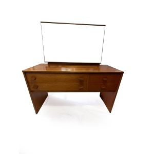 Mid Century Vintage Cantana Stag Teak Dressing Table And Mirror. Retro Table, 1970's Bedroom Furniture, Vanity Table, John & Sylvia Reid