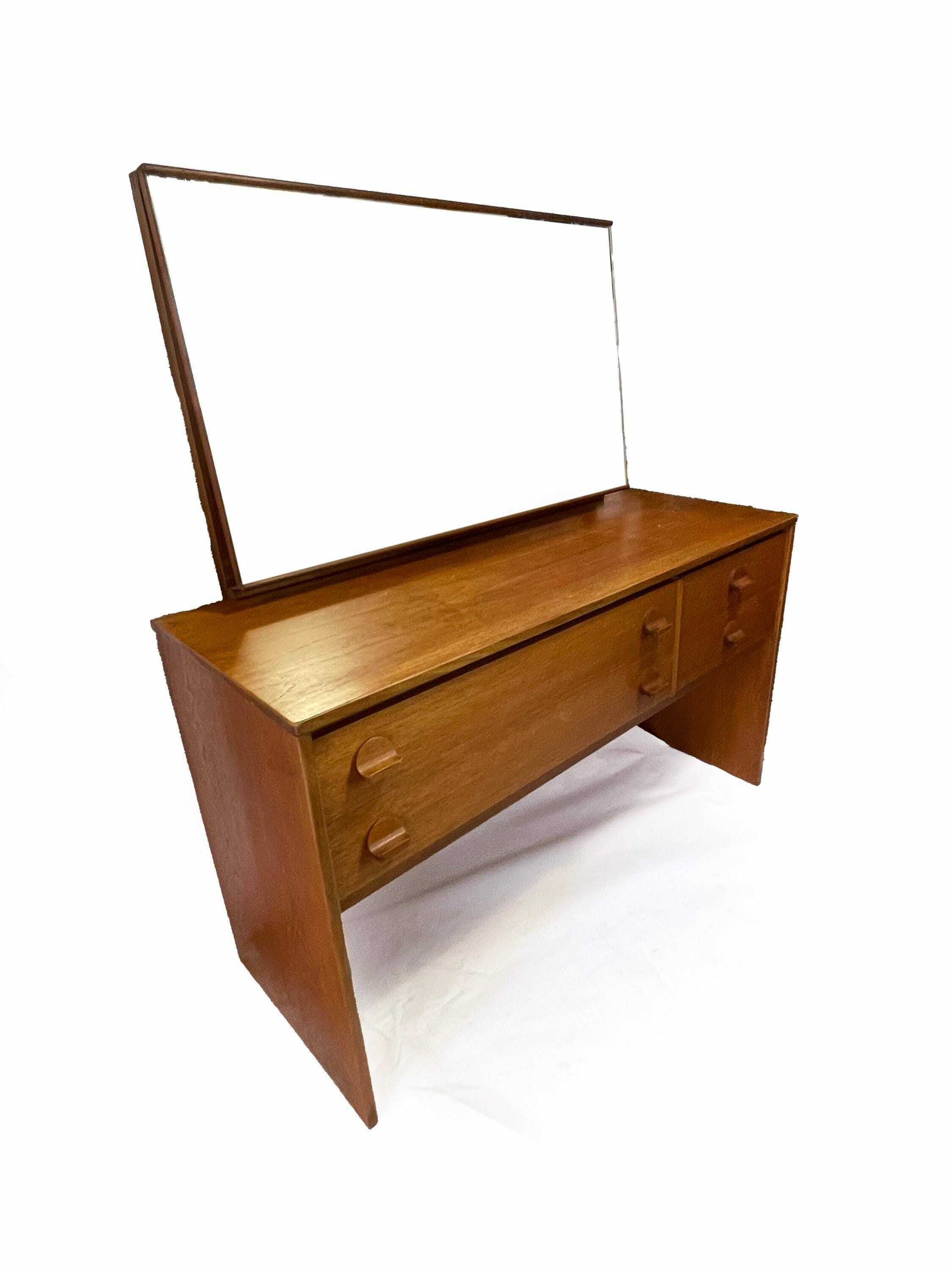 Mid Century Vintage Cantana Stag Teak Dressing Table And Mirror. Retro Table, 1970's Bedroom Furniture, Vanity Table, John & Sylvia Reid