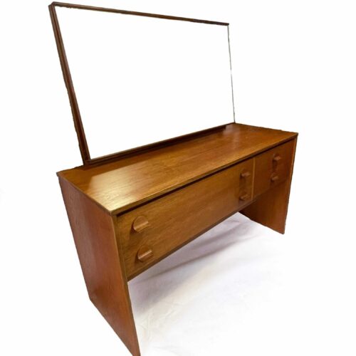 Mid Century Vintage Cantana Stag Teak Dressing Table And Mirror. Retro Table