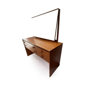 Mid Century Vintage Cantana Stag Teak Dressing Table And Mirror. Retro Table, 1970's Bedroom Furniture, Vanity Table, John & Sylvia Reid