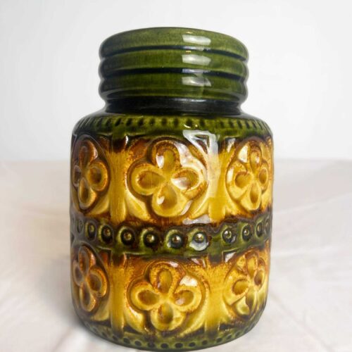 Mid Century West German Vase, Keramik Ceramic Moss Green, Honey And Ochre Tones, 1960’s 70's Vintage Ceramic Pot, Small West German Vase