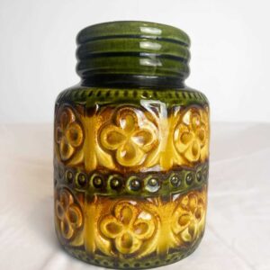 Mid Century West German Vase, Keramik Ceramic Moss Green, Honey And Ochre Tones, 1960’s 70's Vintage Ceramic Pot, Small West German Vase