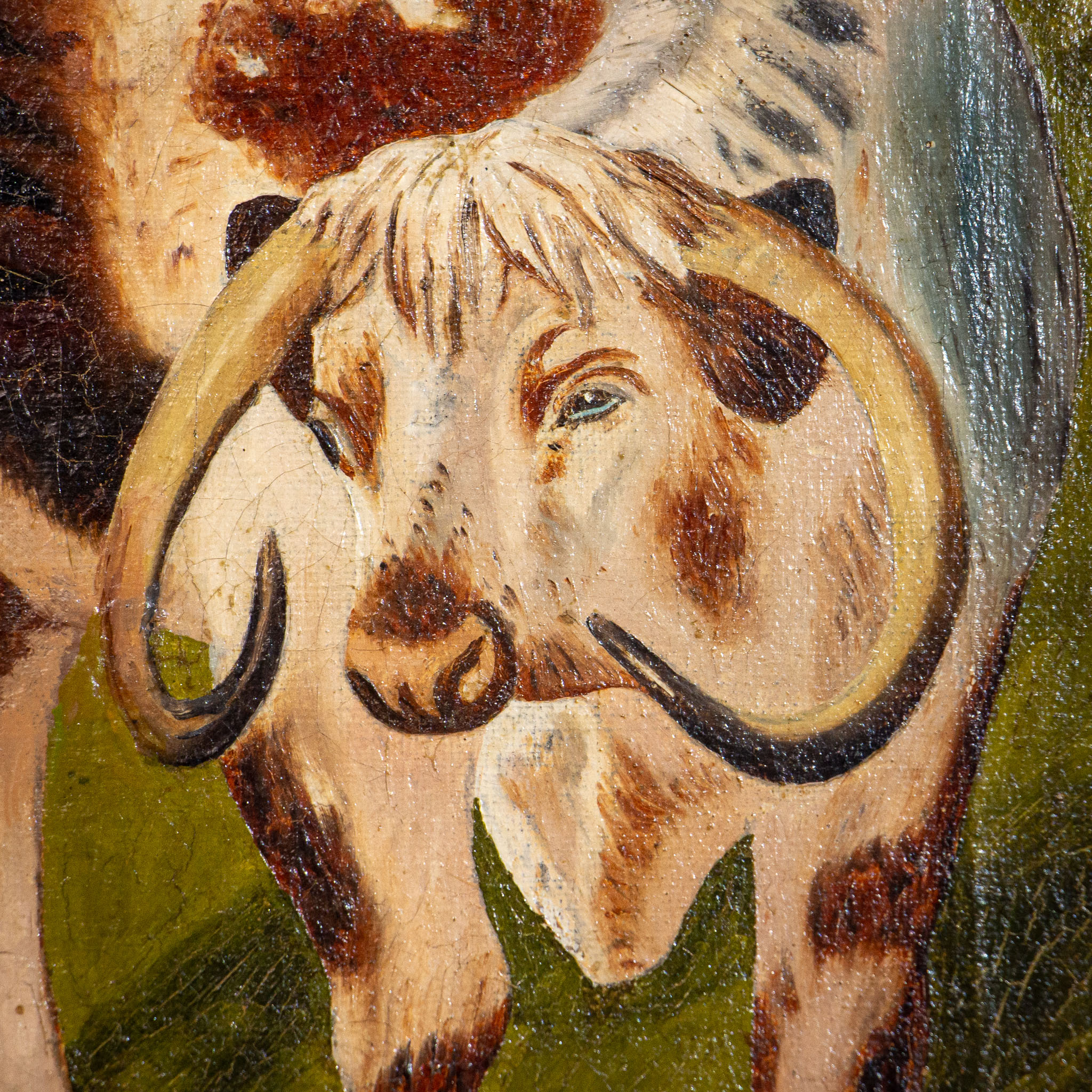 19th Century Oil on Canvas Painting of Cattle