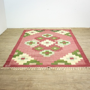 Swedish Flat Weave Rug Signed ER