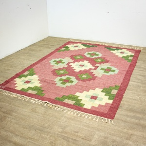 Swedish Flat Weave Rug Signed ER