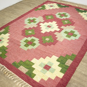 Swedish Flat Weave Rug Signed ER