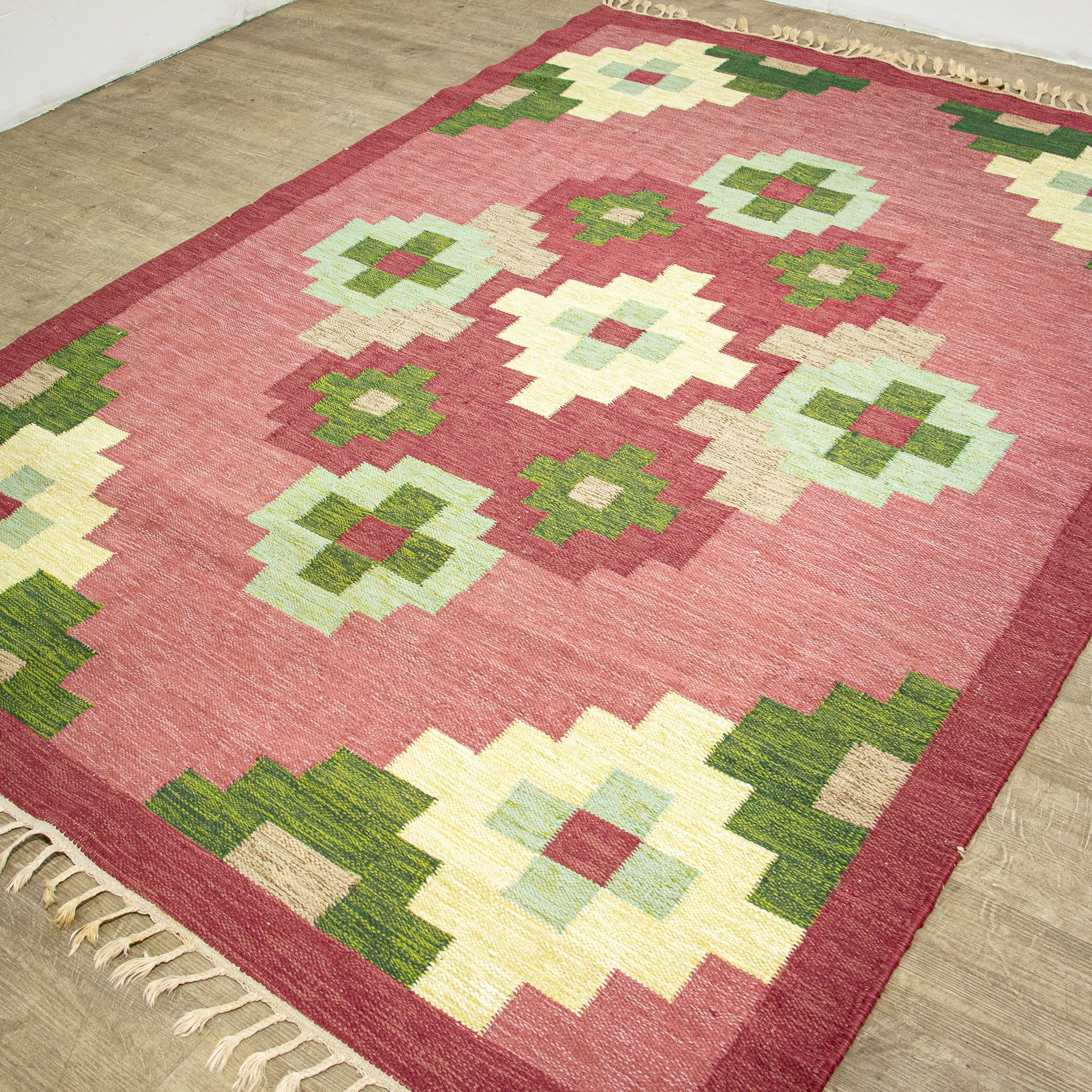 Swedish Flat Weave Rug Signed ER