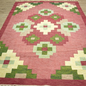 Swedish Flat Weave Rug Signed ER