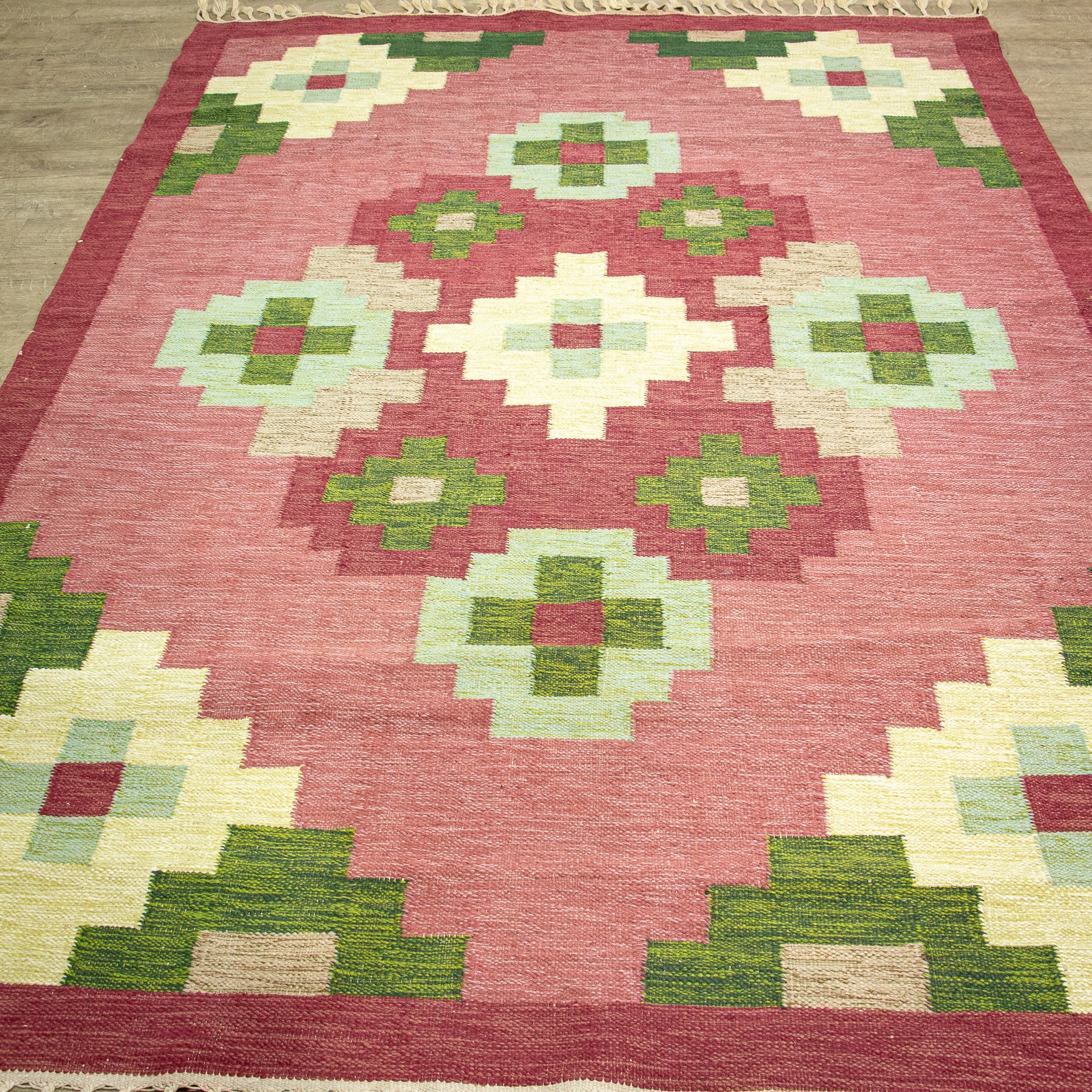 Swedish Flat Weave Rug Signed ER