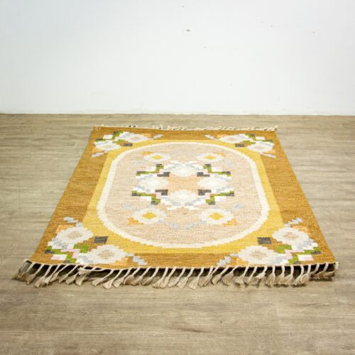 Swedish Flat Weave Rug with IS Initials