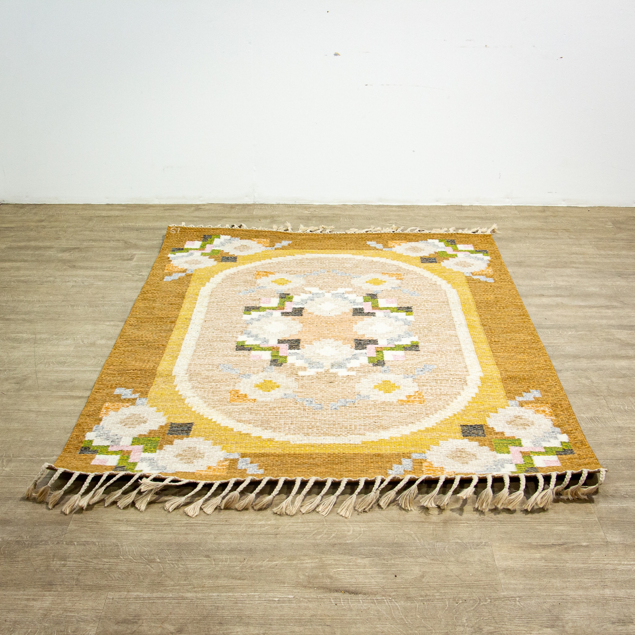 Swedish Flat Weave Rug with IS Initials