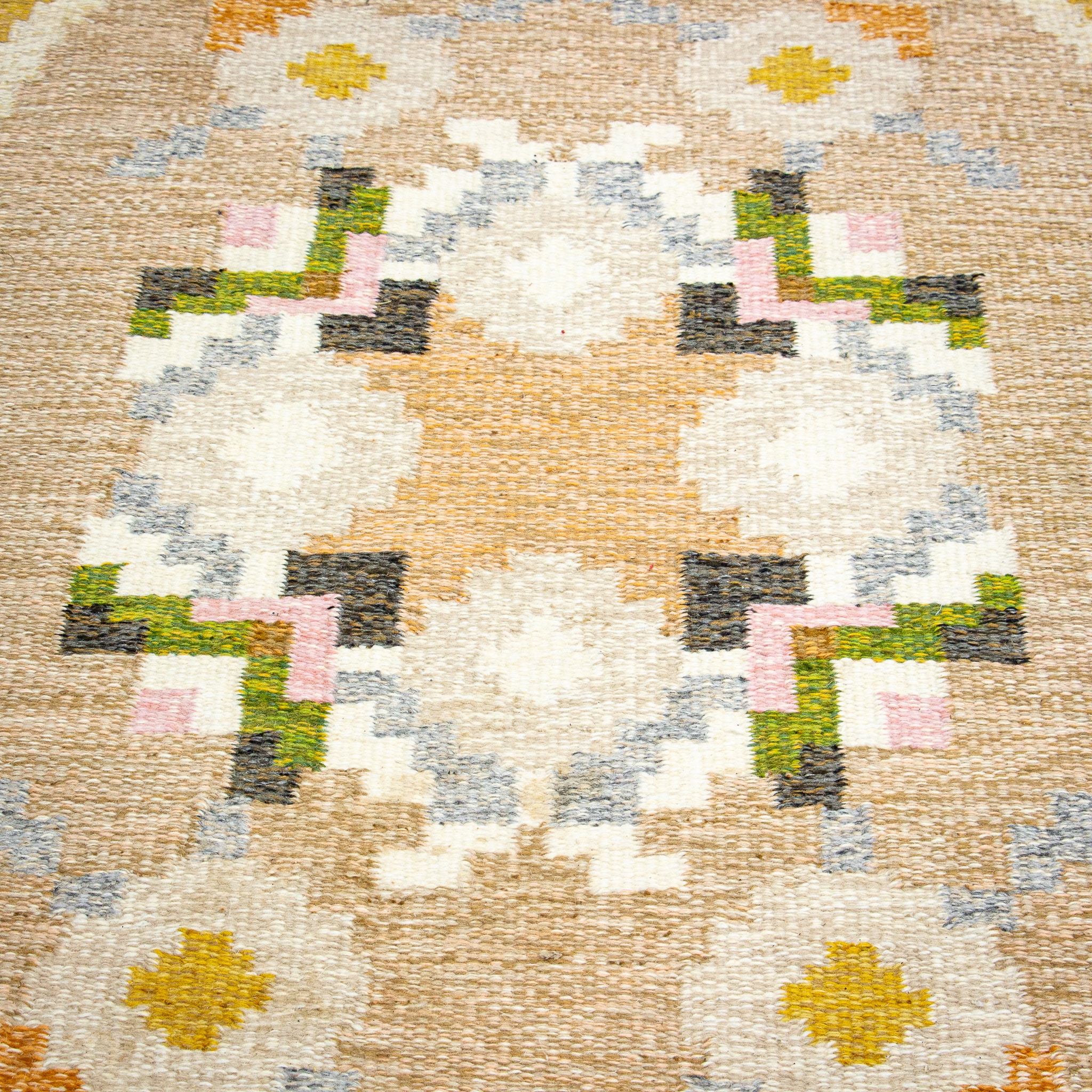 Swedish Flat Weave Rug with IS Initials