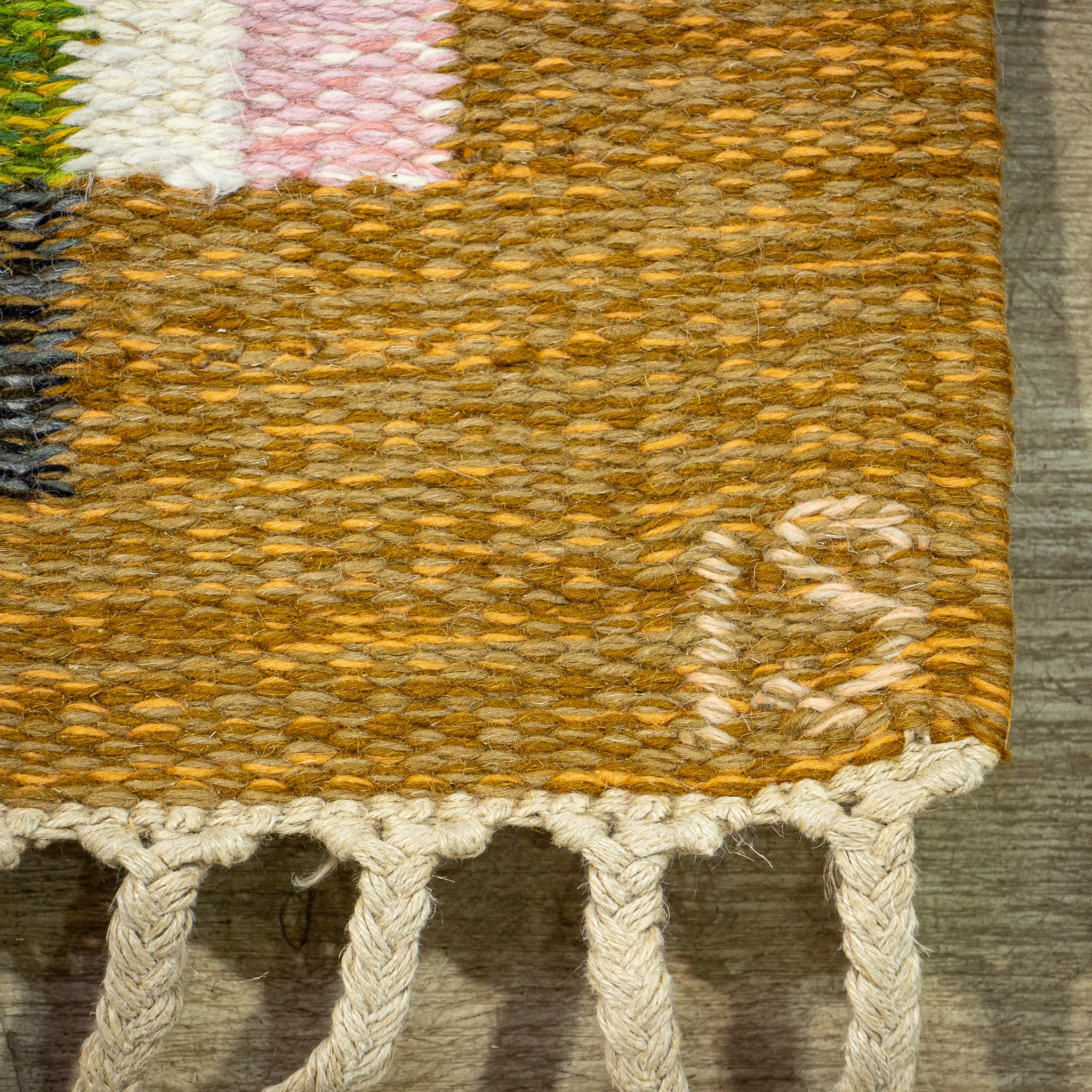 Swedish Flat Weave Rug with IS Initials