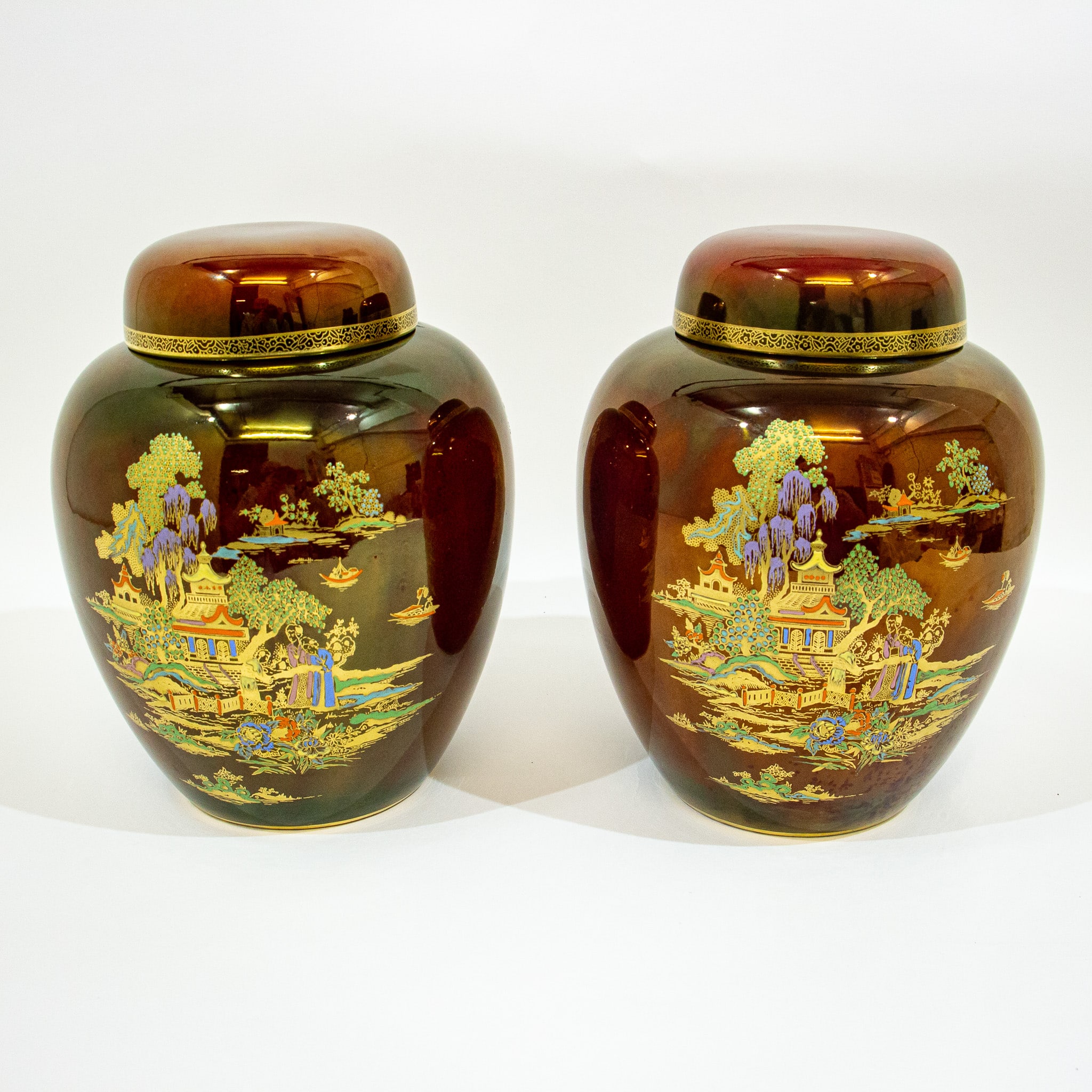 Pair of Crown Devon Fieldings Ginger Jars