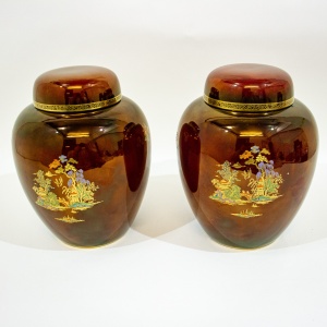 Pair of Crown Devon Fieldings Ginger Jars