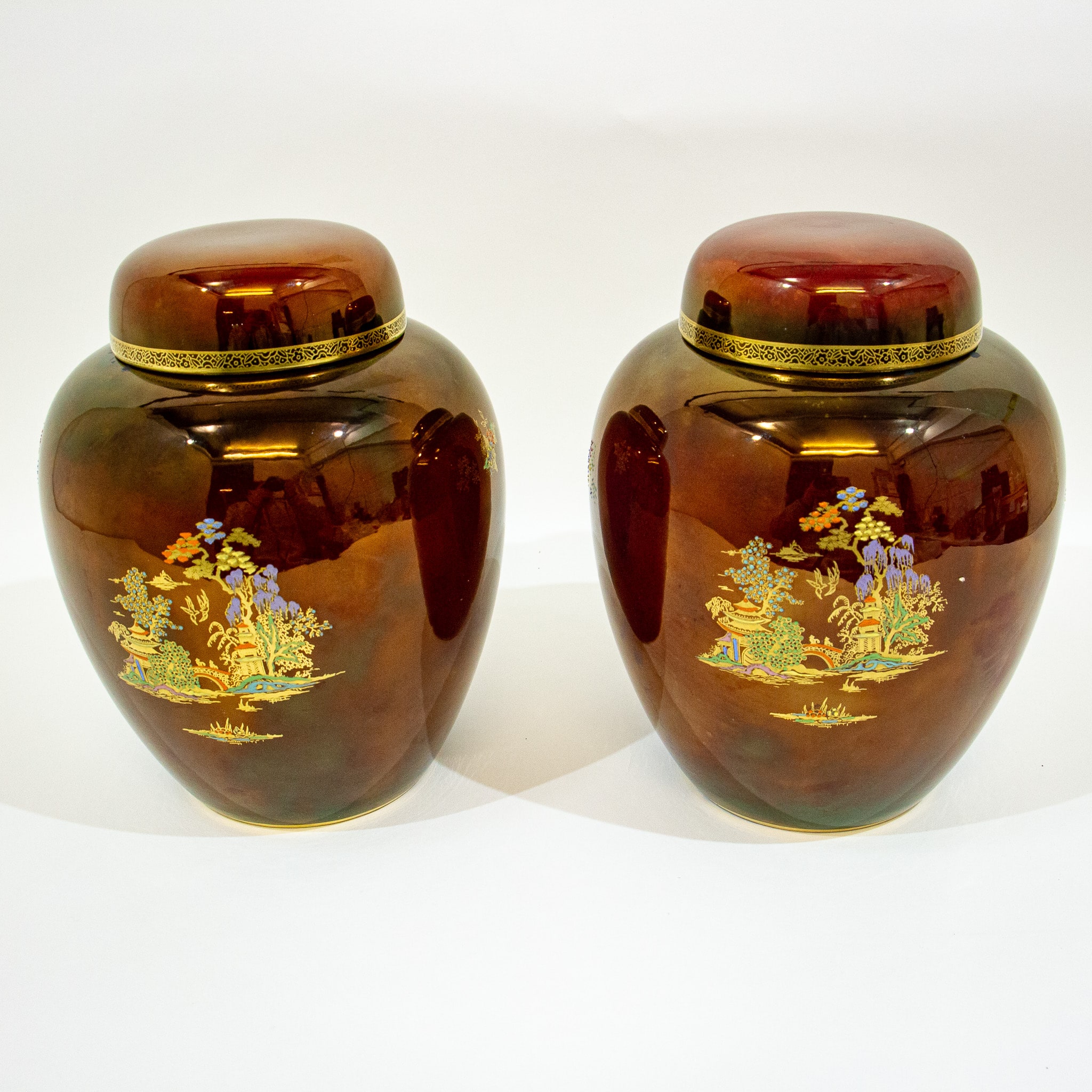 Pair of Crown Devon Fieldings Ginger Jars
