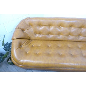 Mid-Century Space Age Tan Leather Pod Sofa
