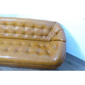 Mid-Century Space Age Tan Leather Pod Sofa