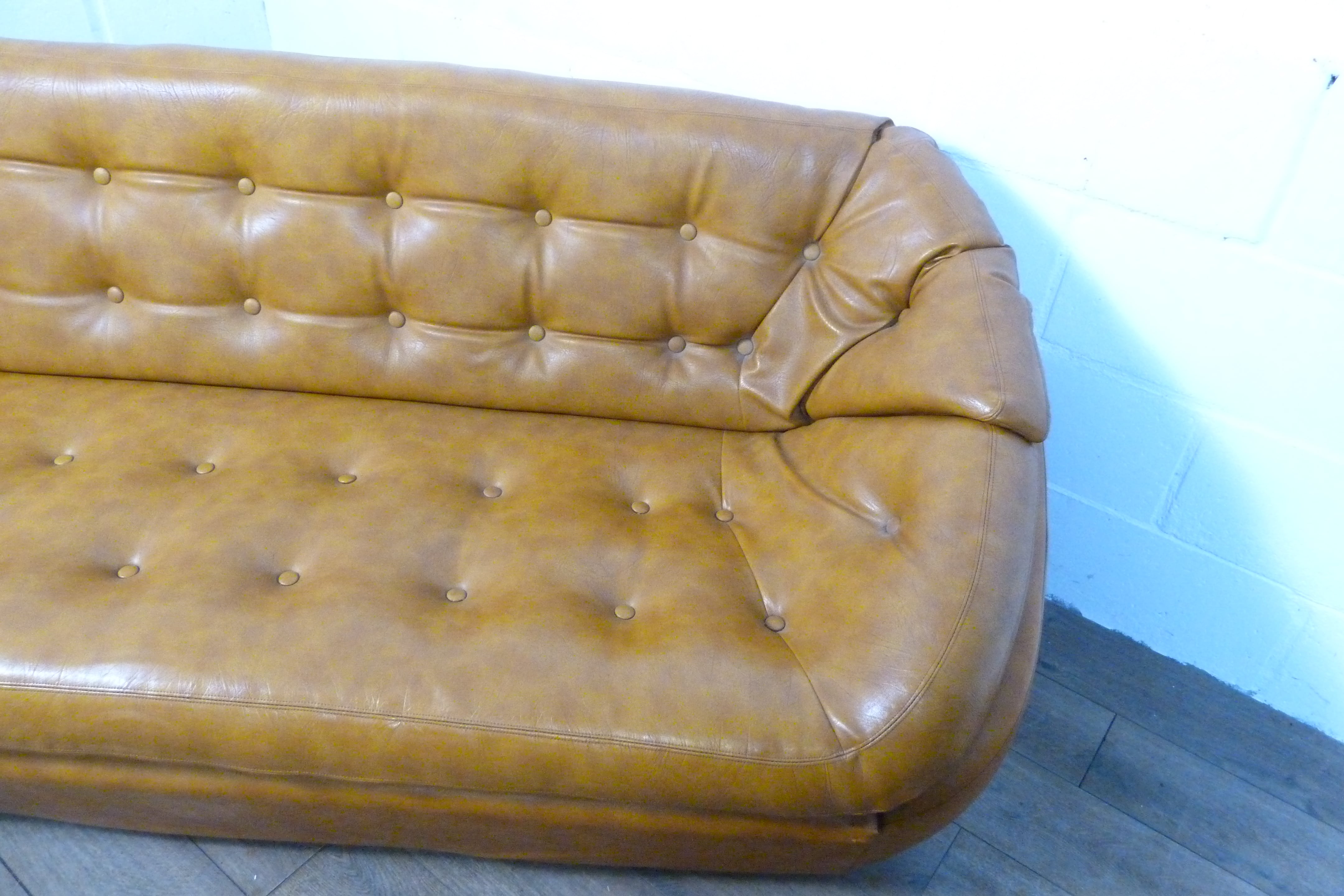 Mid-Century Space Age Tan Leather Pod Sofa