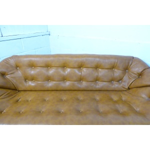 Mid-Century Space Age Tan Leather Pod Sofa