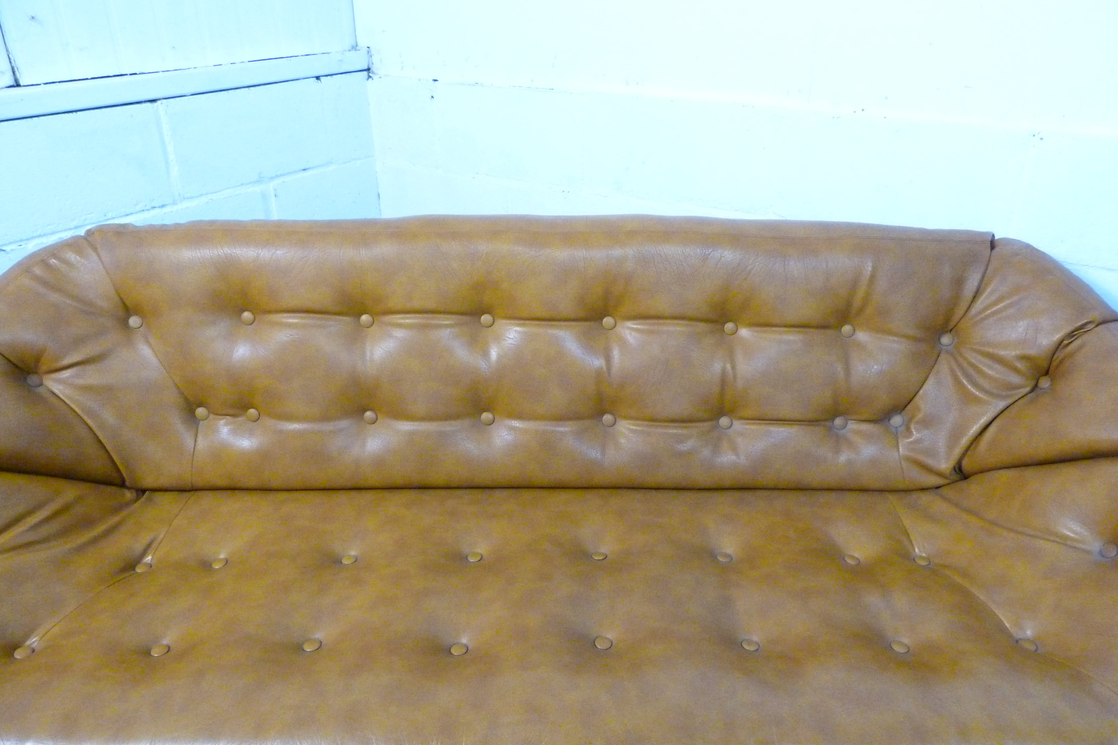 Mid-Century Space Age Tan Leather Pod Sofa