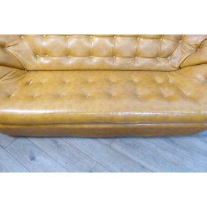 Mid-Century Space Age Tan Leather Pod Sofa