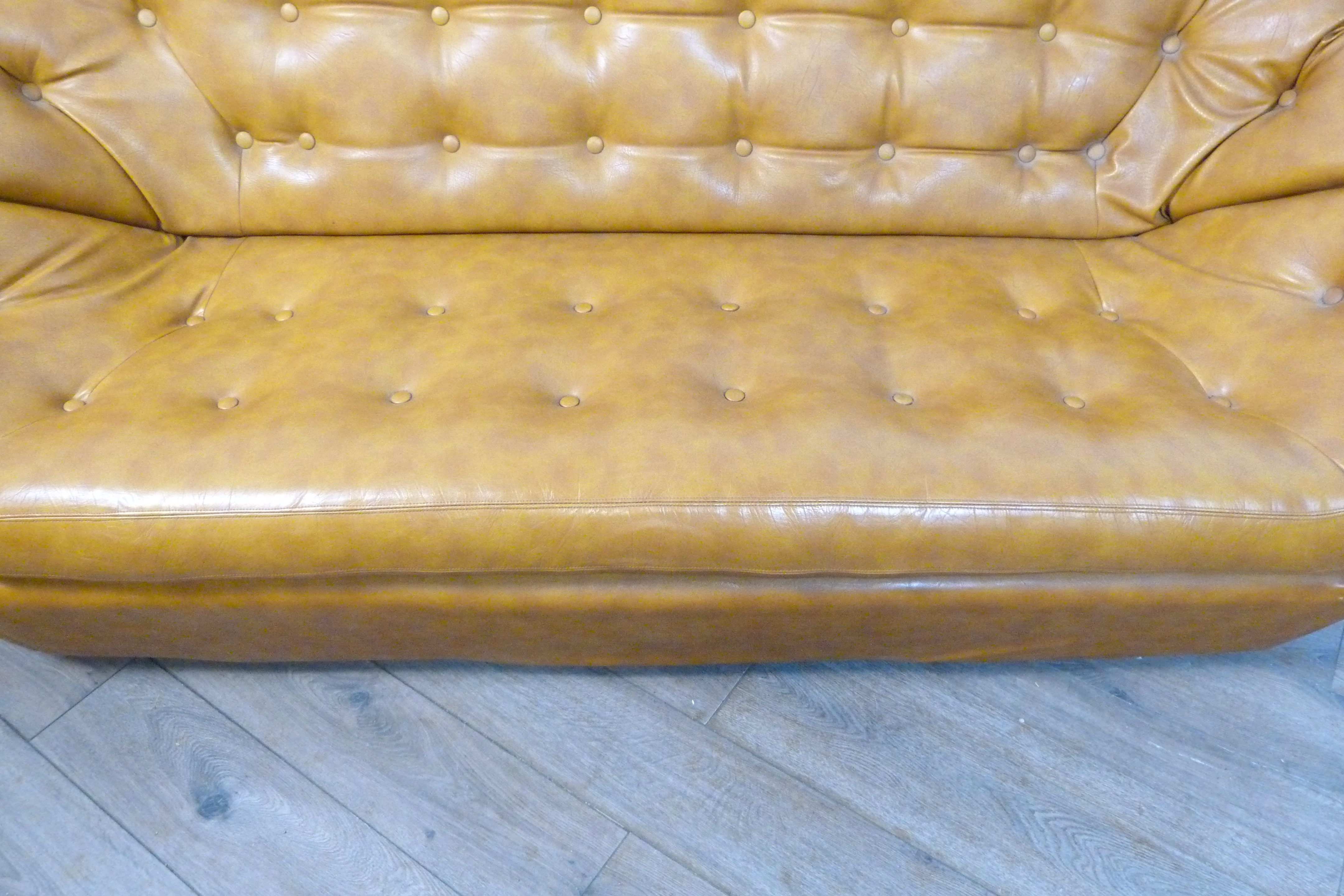 Mid-Century Space Age Tan Leather Pod Sofa