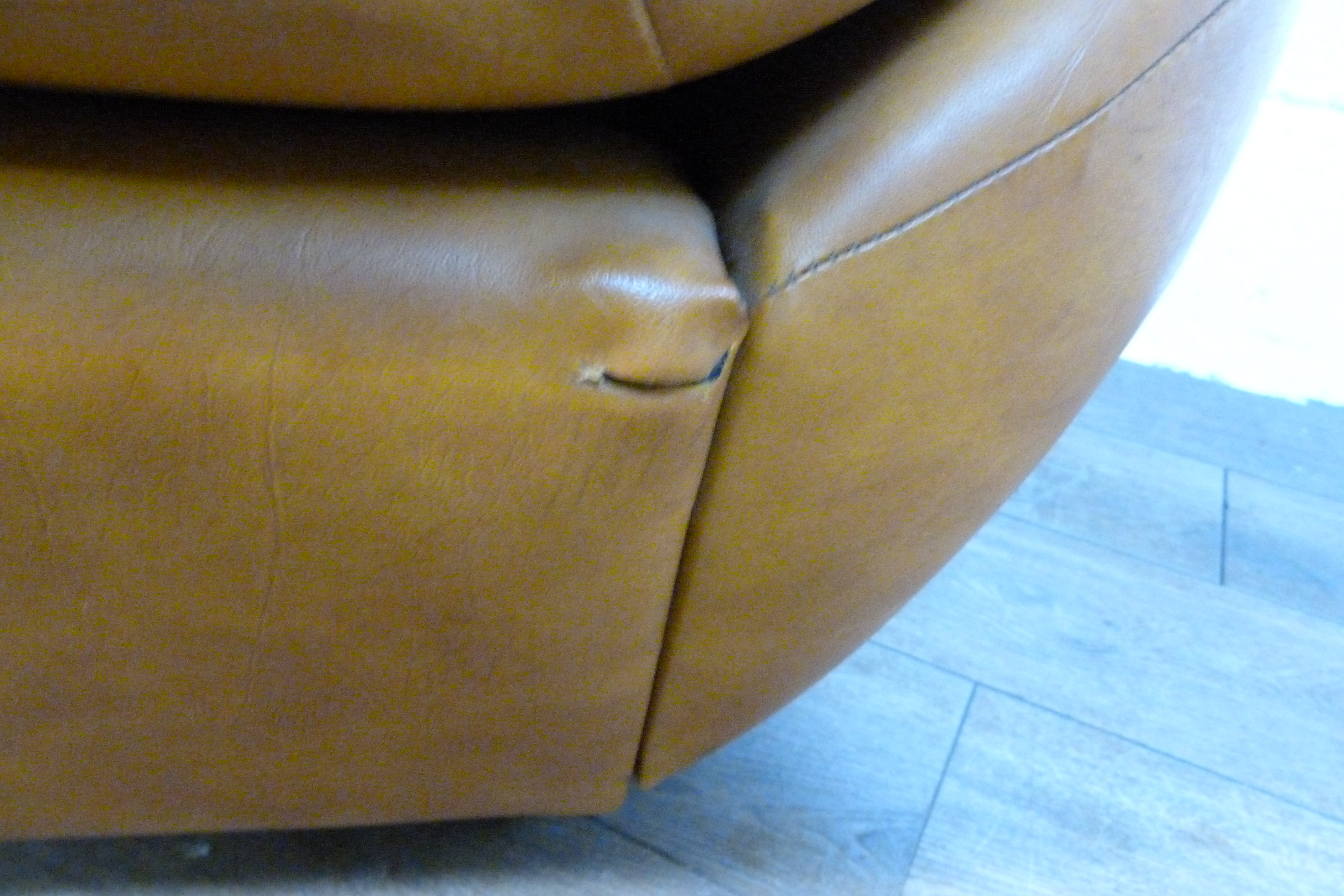 Mid-Century Space Age Tan Leather Pod Sofa