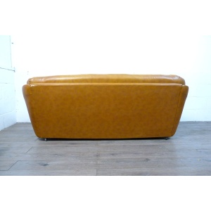 Mid-Century Space Age Tan Leather Pod Sofa
