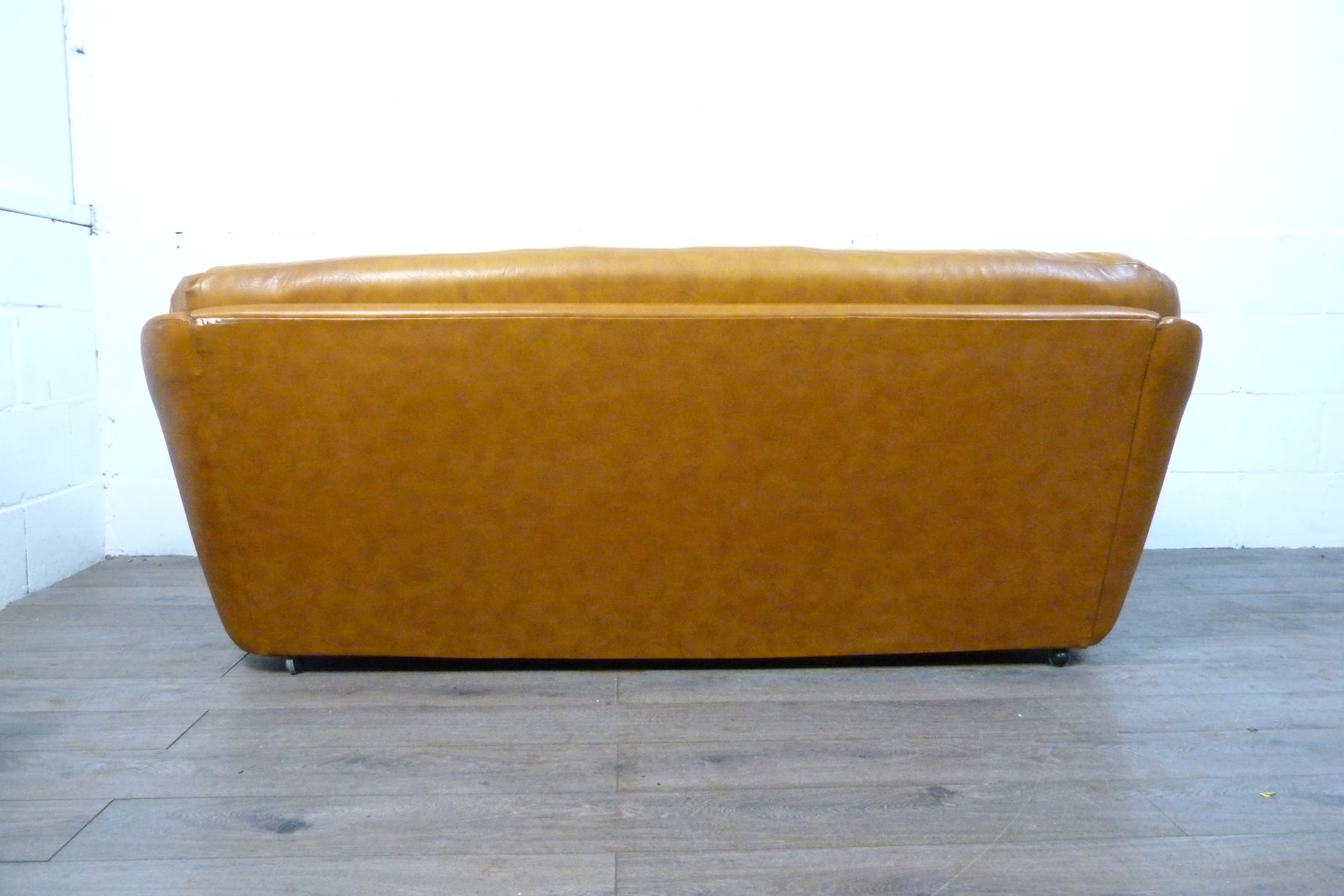 Mid-Century Space Age Tan Leather Pod Sofa