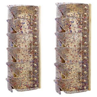 Pair of Mid-century Modern Style Italian Murano Glass and Brass Sconces