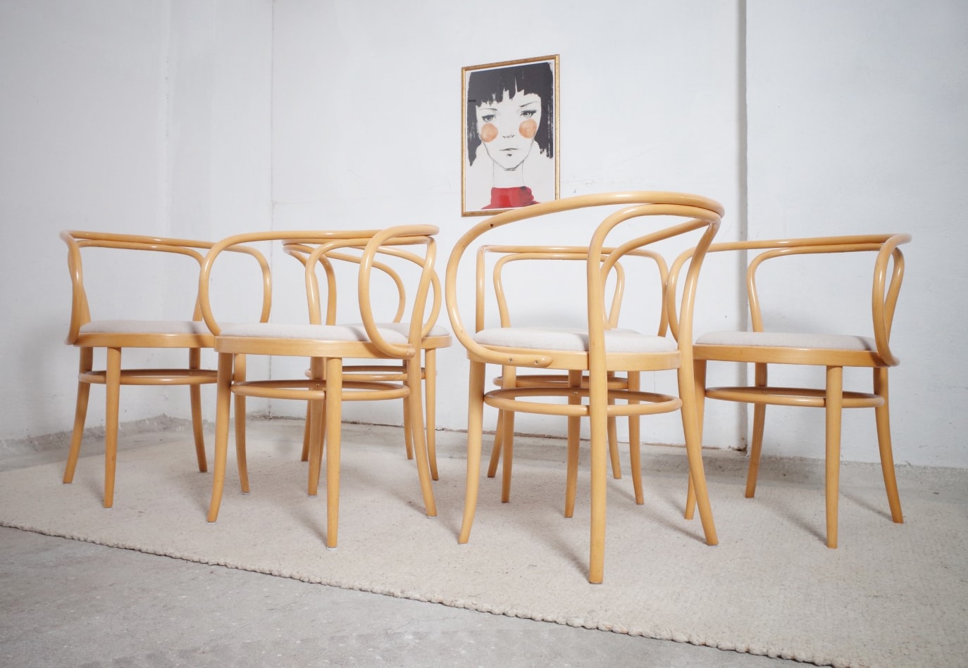 6 x Thonet 209 bentwood chairs dining room