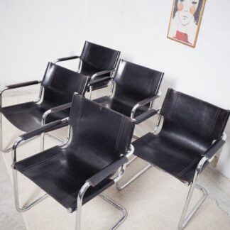 5 x Matteo Grassi cantilever chairs MG5 leather