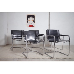 5 x Matteo Grassi cantilever chairs MG5 leather