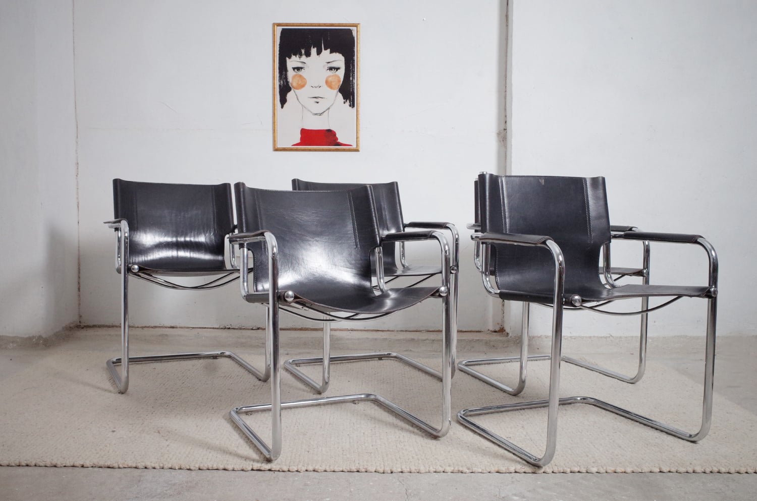 5 x Matteo Grassi cantilever chairs MG5 leather