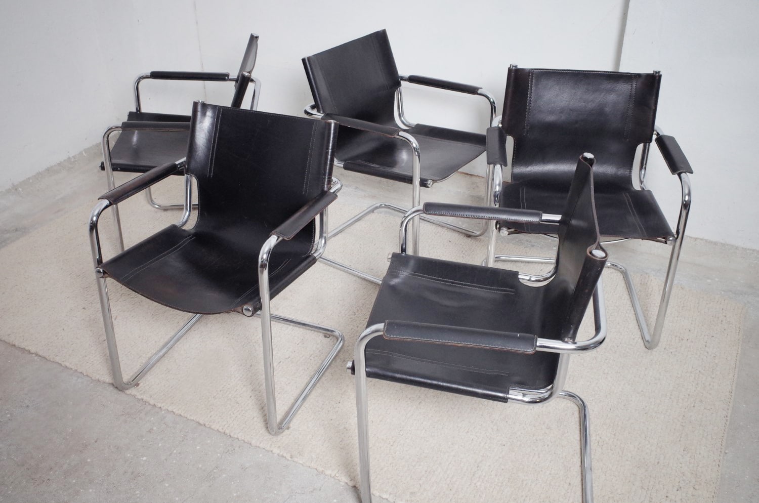 5 x Matteo Grassi cantilever chairs MG5 leather