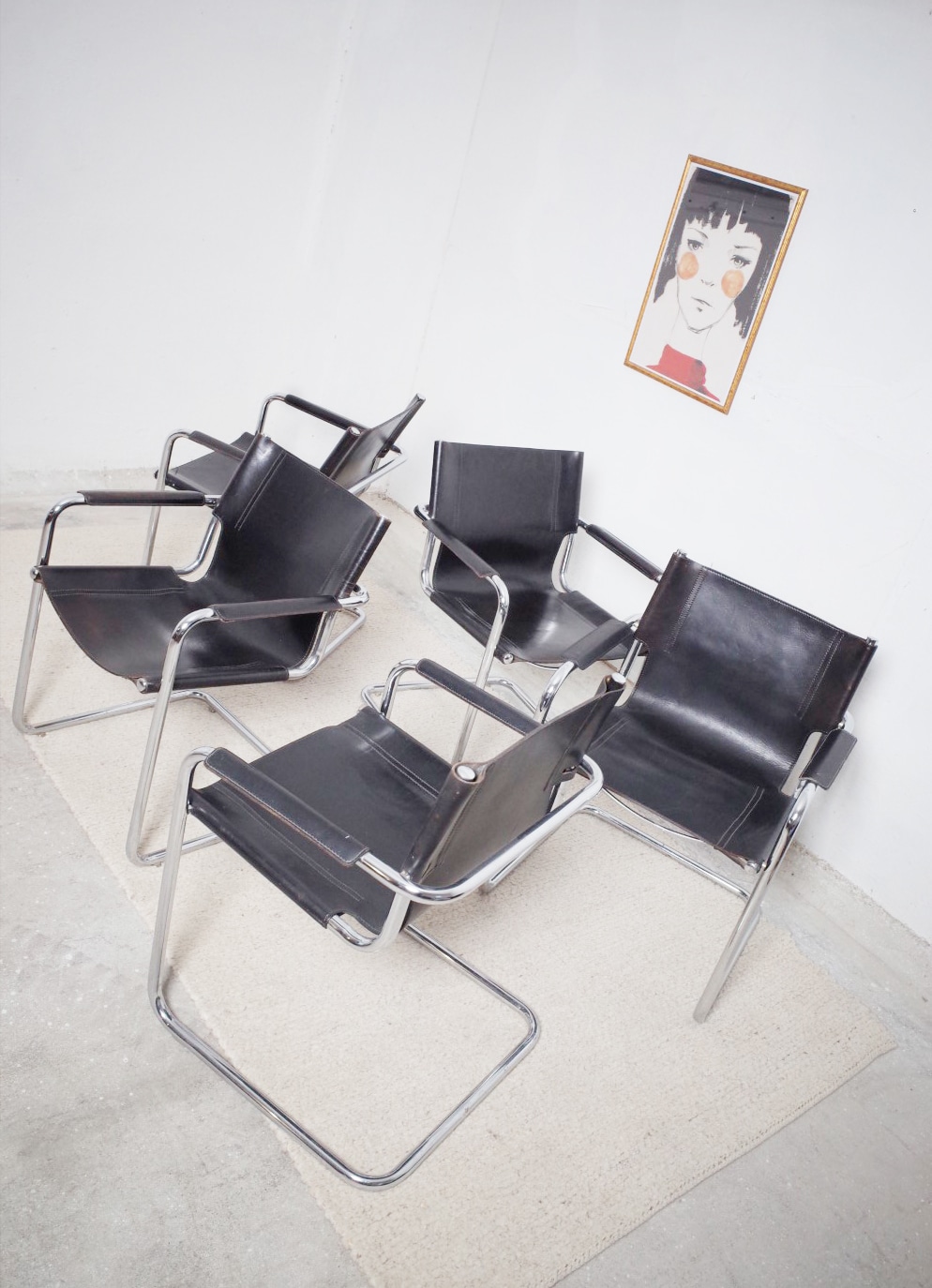 5 x Matteo Grassi cantilever chairs MG5 leather