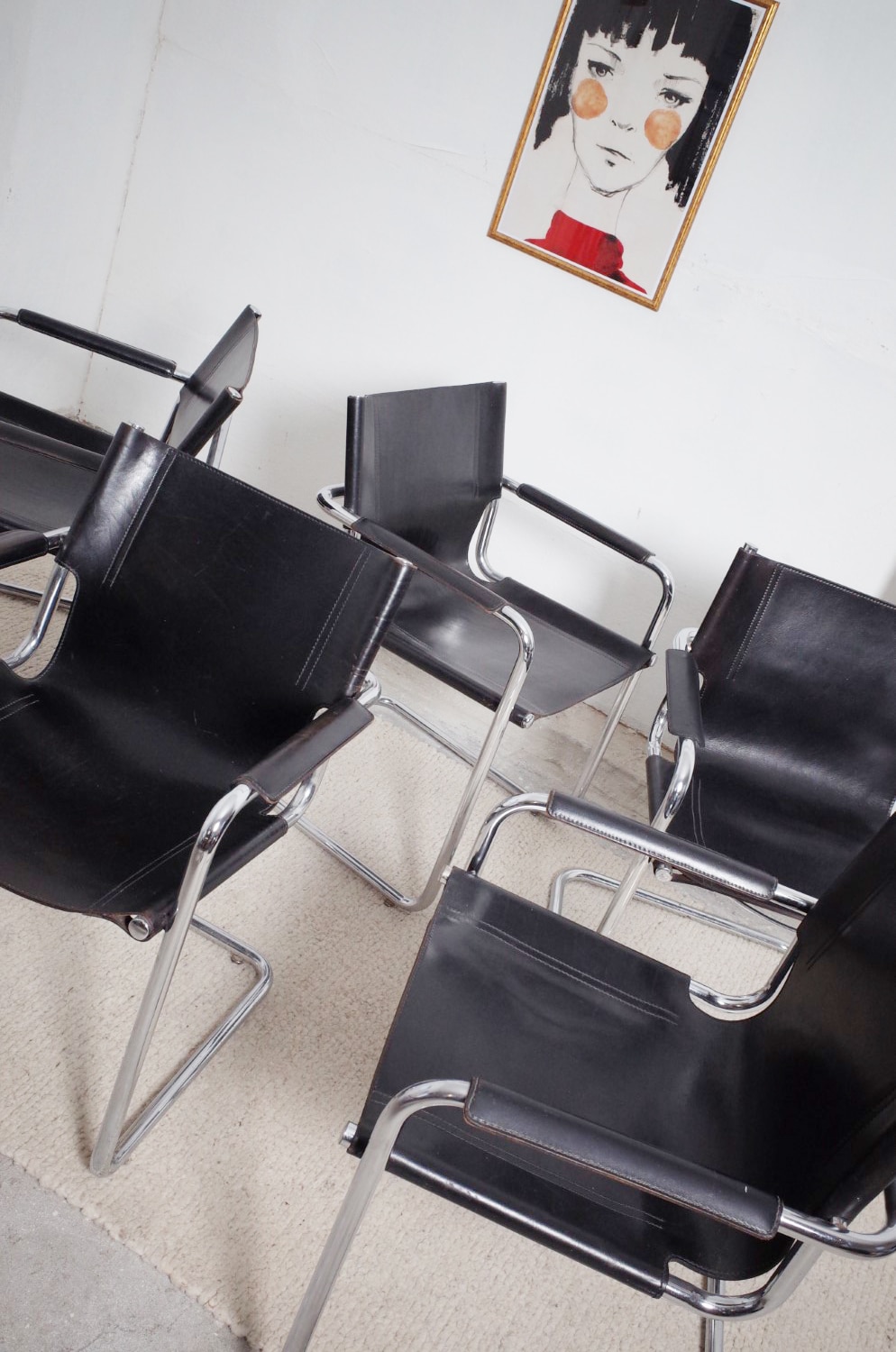 5 x Matteo Grassi cantilever chairs MG5 leather