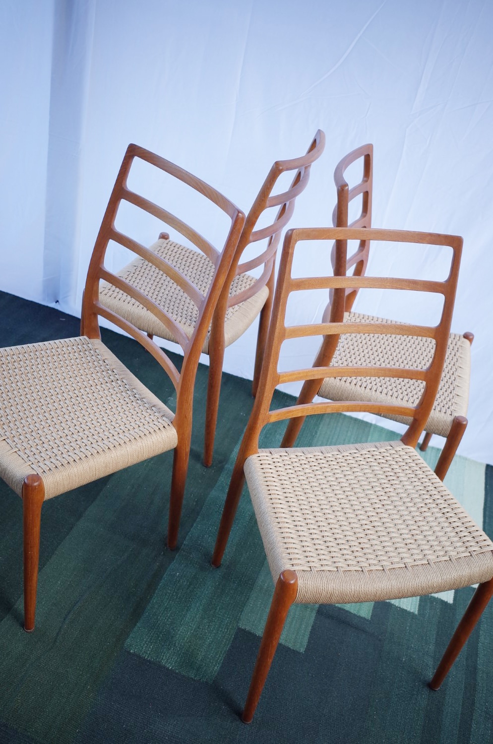 4 x Danish Niels Otto Møller chairs teak model 82