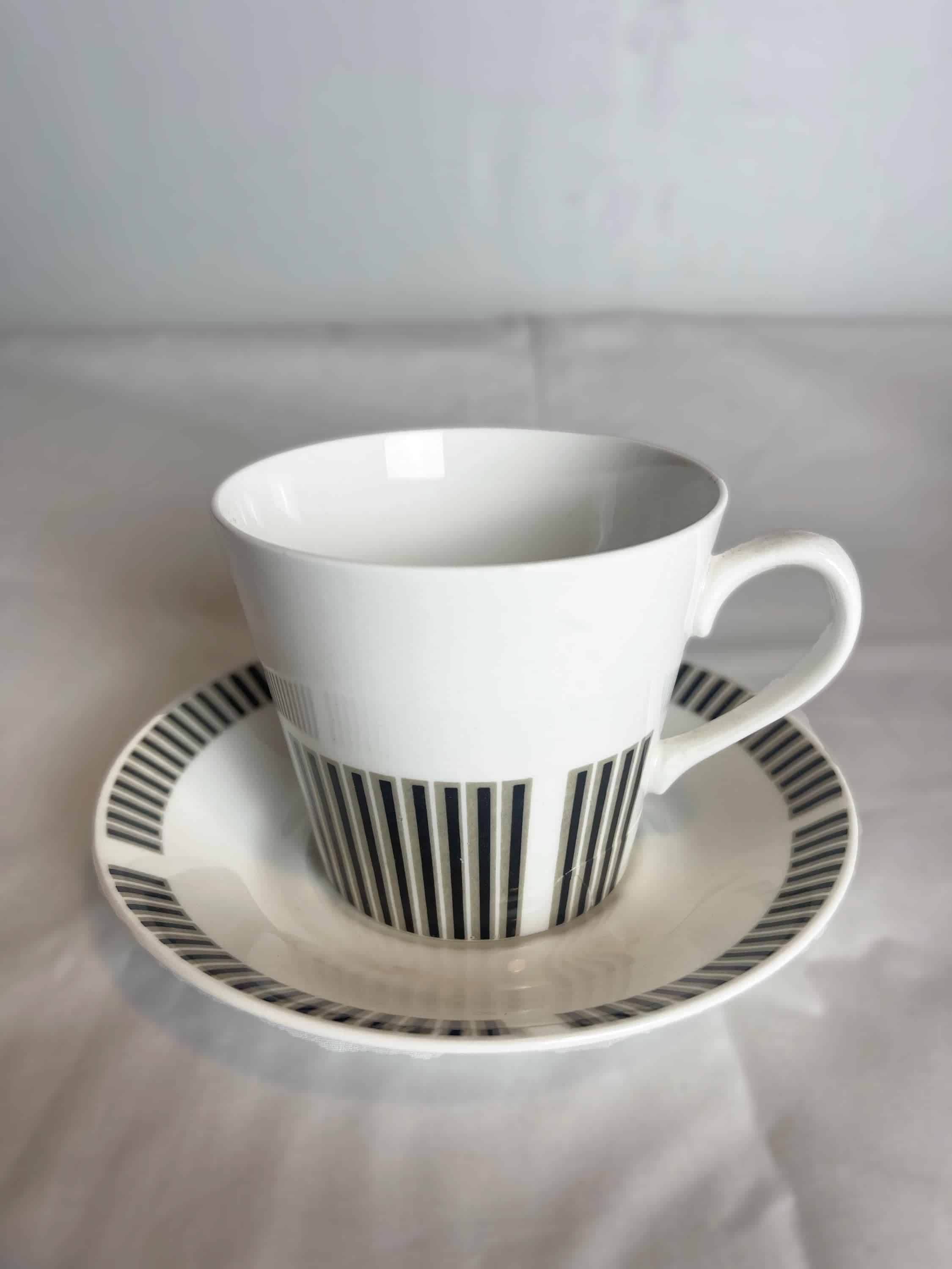 Royal Osbourne Fine Bone China 'Caprice' 1960. Mid Century Bone China, Modernist, Visually Striking, Retro 1960's Stripe Patterned