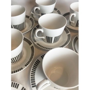 Royal Osbourne Fine Bone China 'Caprice' 1960. Mid Century Bone China, Modernist, Visually Striking, Retro 1960's Stripe Patterned