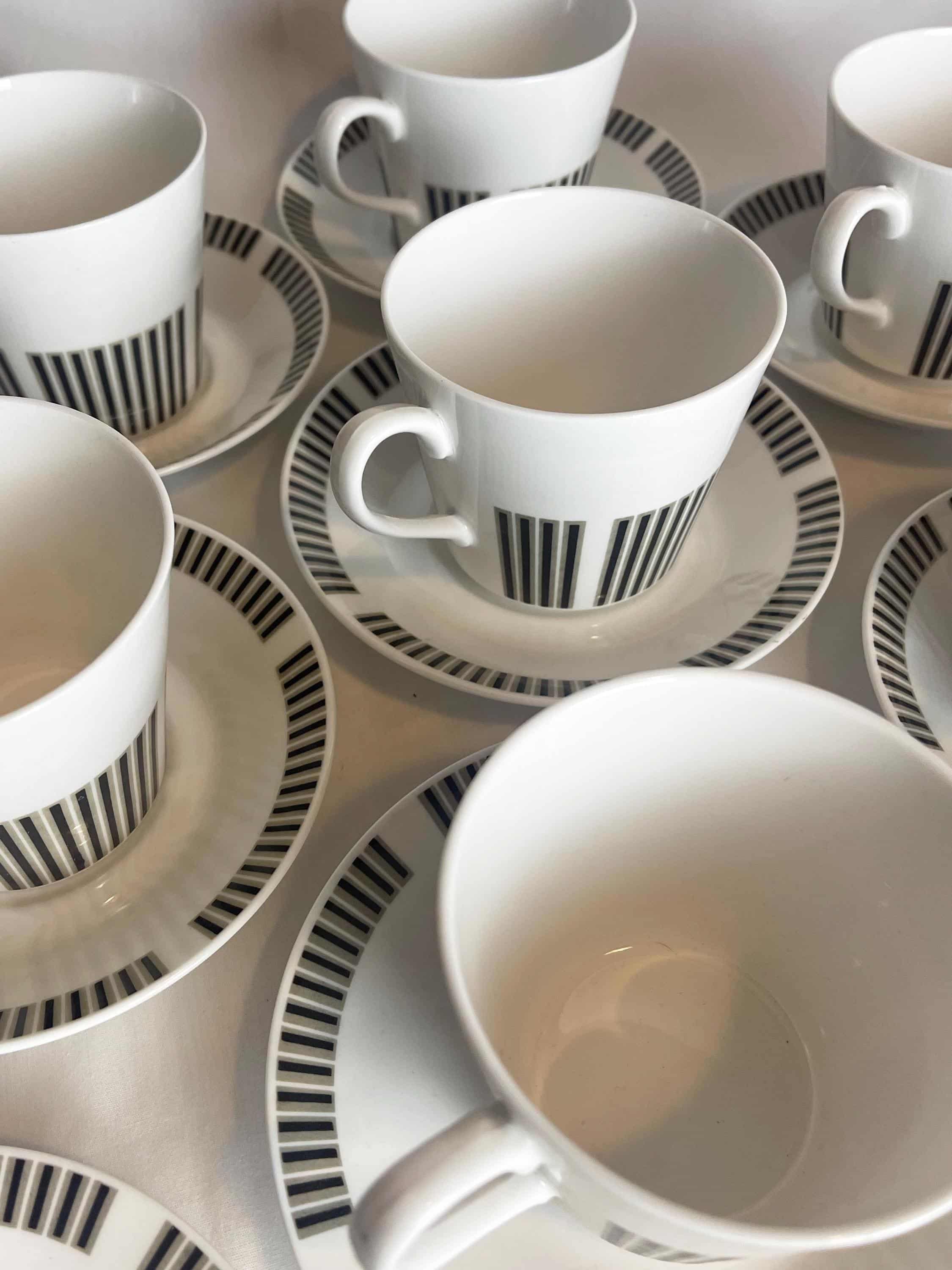 Royal Osbourne Fine Bone China 'Caprice' 1960. Mid Century Bone China, Modernist, Visually Striking, Retro 1960's Stripe Patterned