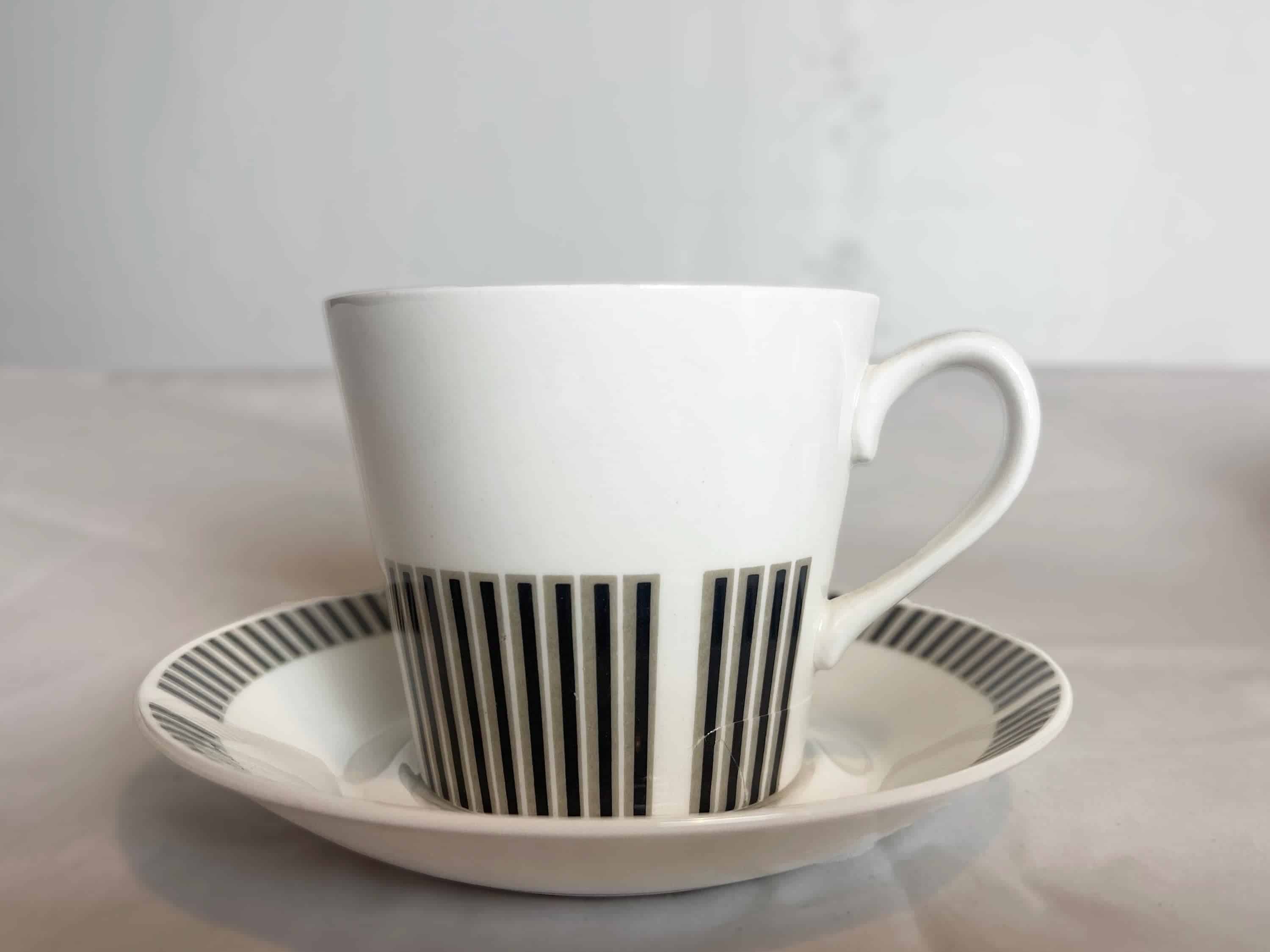 Royal Osbourne Fine Bone China 'Caprice' 1960. Mid Century Bone China, Modernist, Visually Striking, Retro 1960's Stripe Patterned